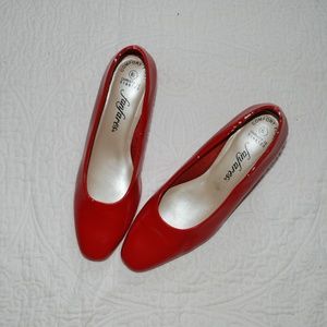 Bright red kitten heels